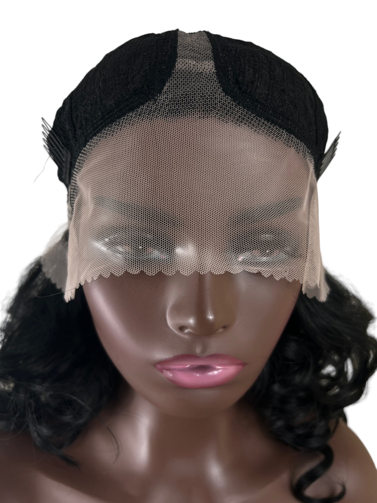 Loose curls in Black T Part lace Front Wig