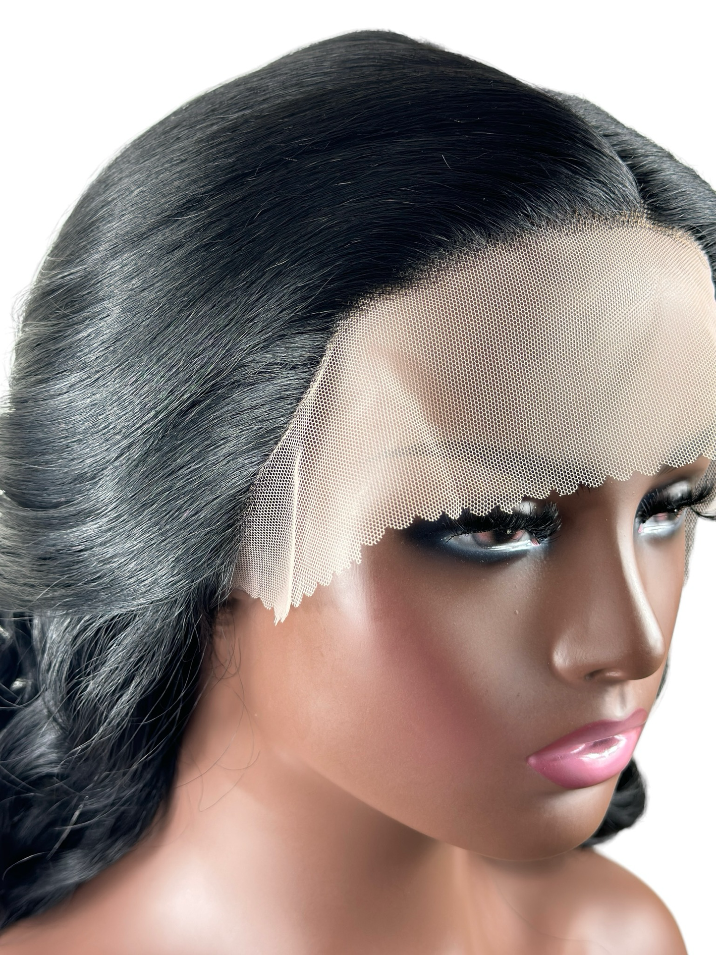 Loose curls in Black T Part lace Front Wig