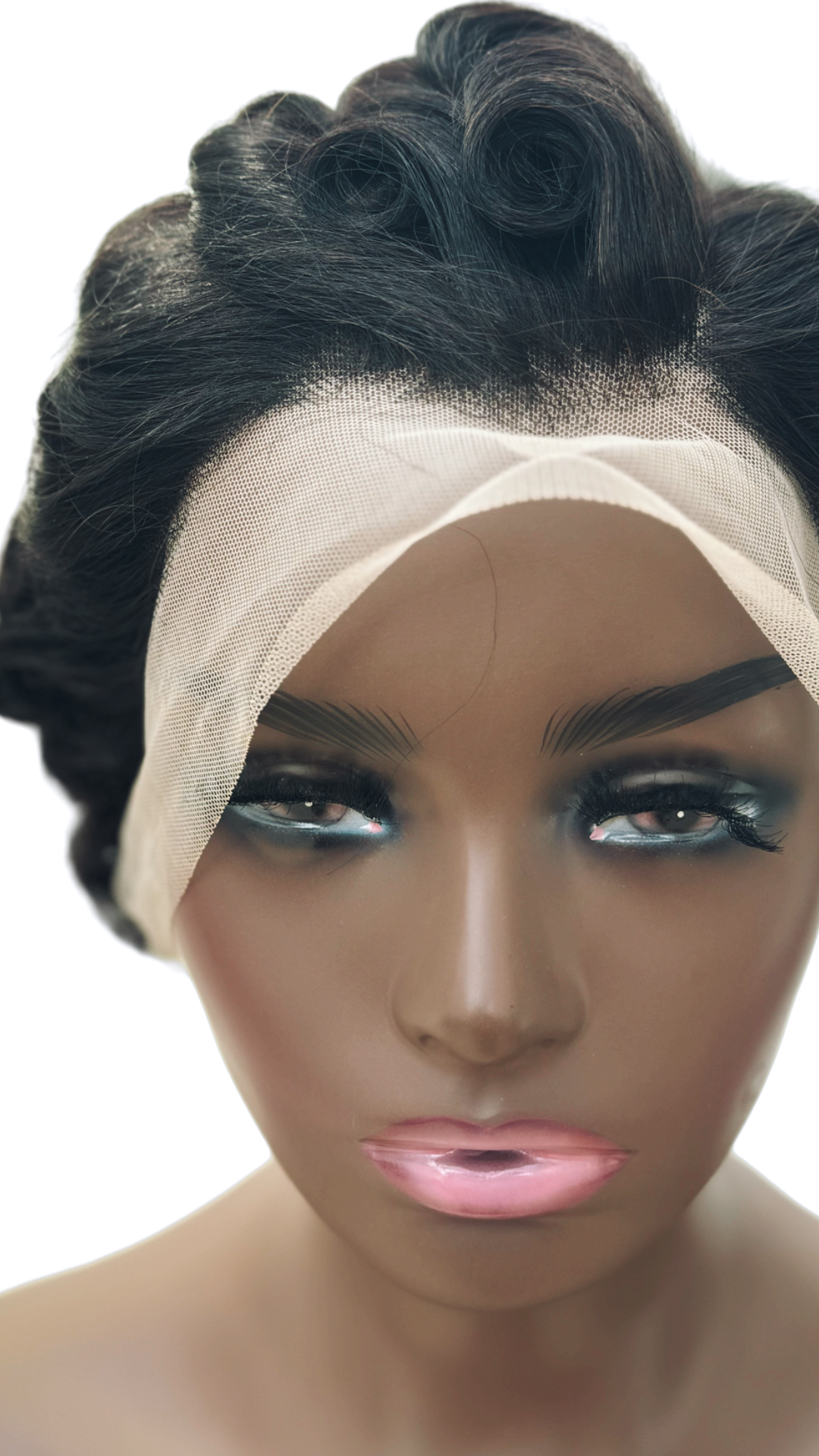 Pixie Cut short Curls lace front wig- Black