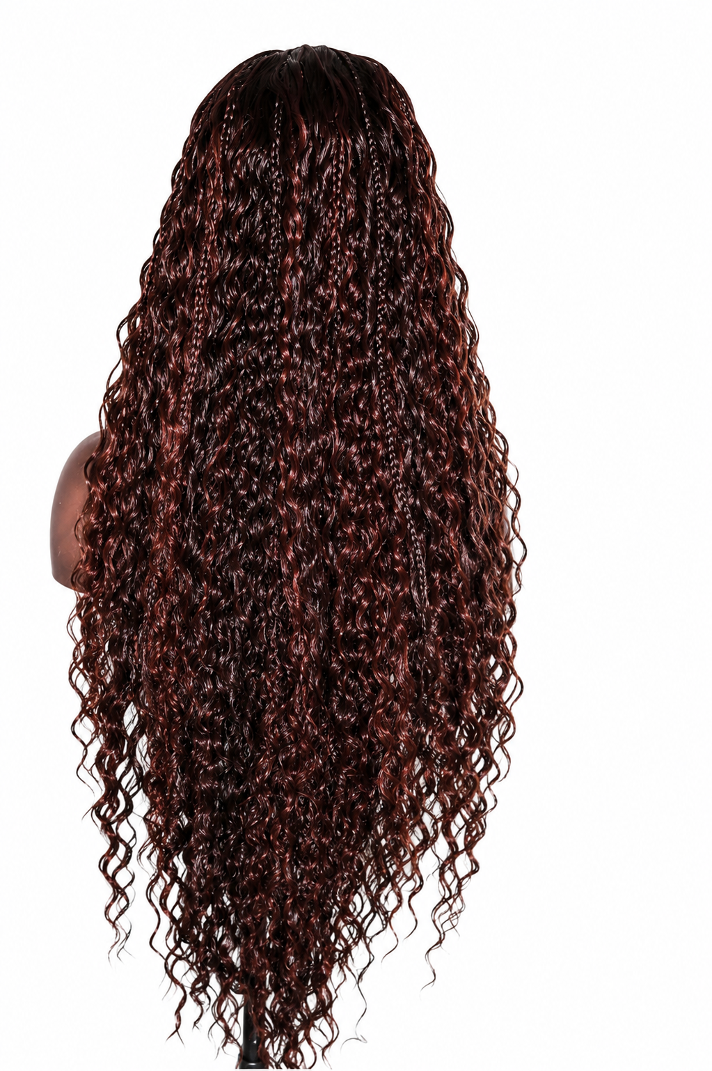 Rich Auburn Brown Blend  Braided Goddess Wave Lace Wig – 13x4 Lace Frontal