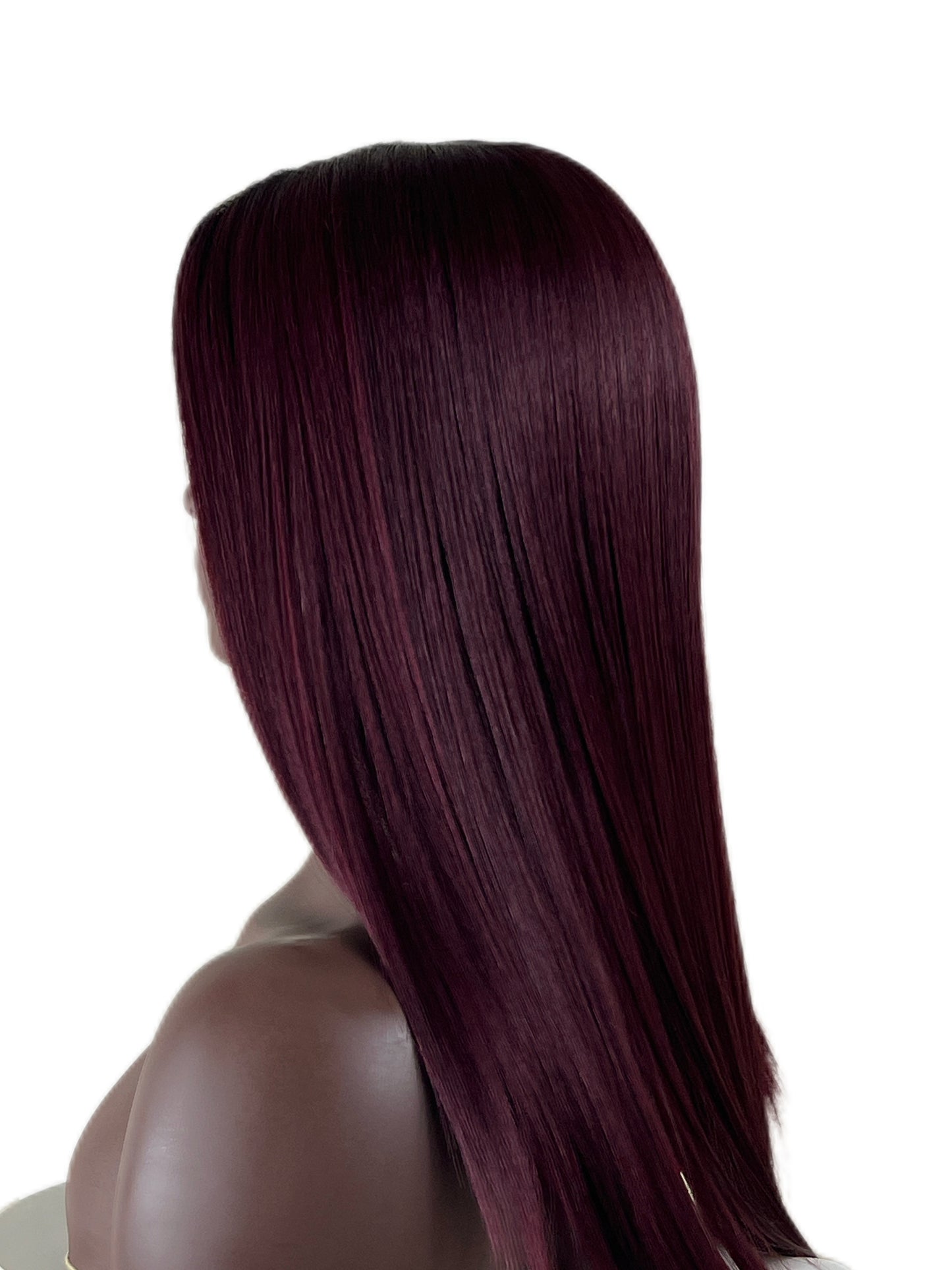 Bone straight Burgundy 13 x4 T Part Lace Synthetic wig