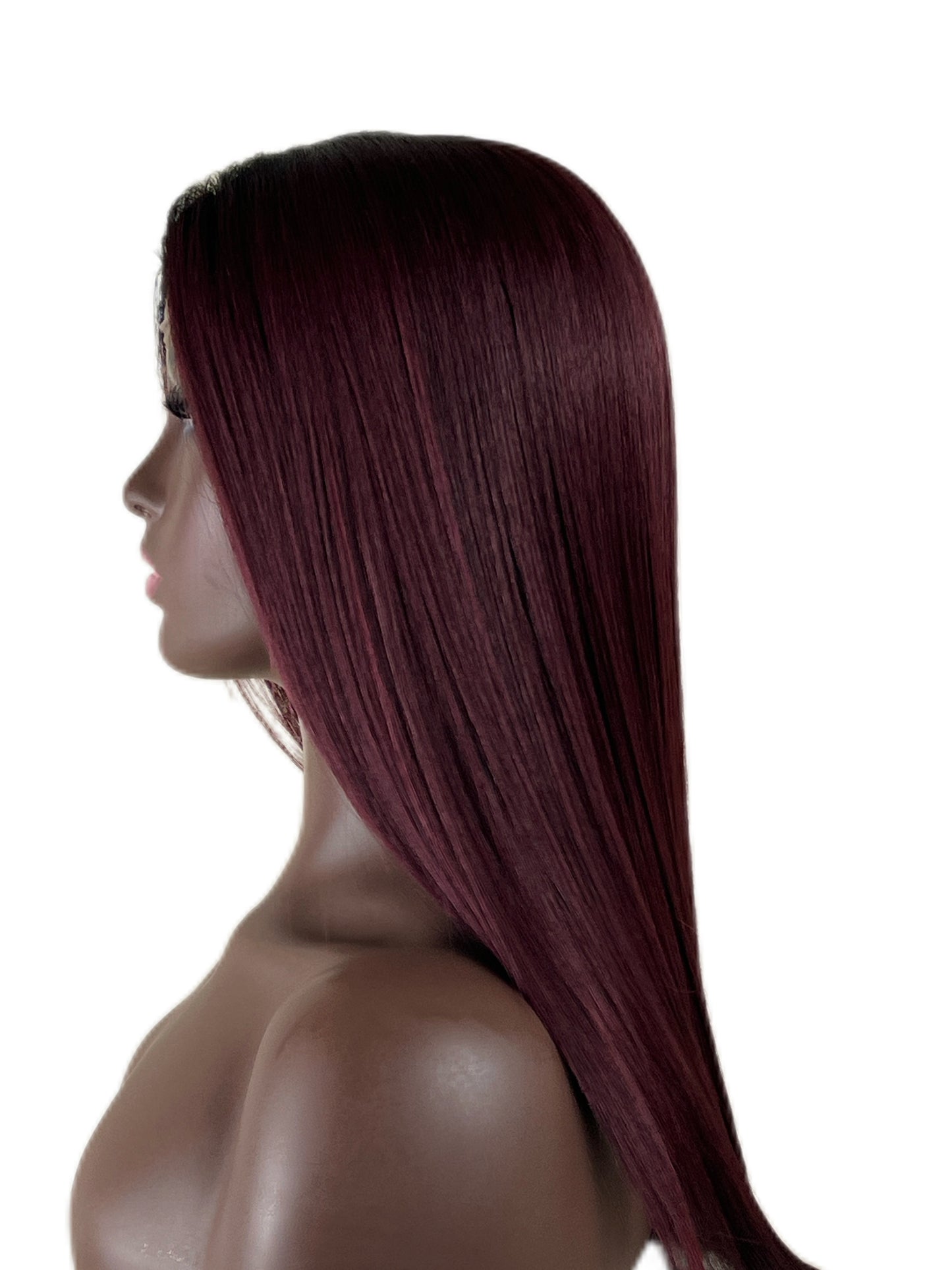 Bone straight Burgundy 13 x4 T Part Lace Synthetic wig