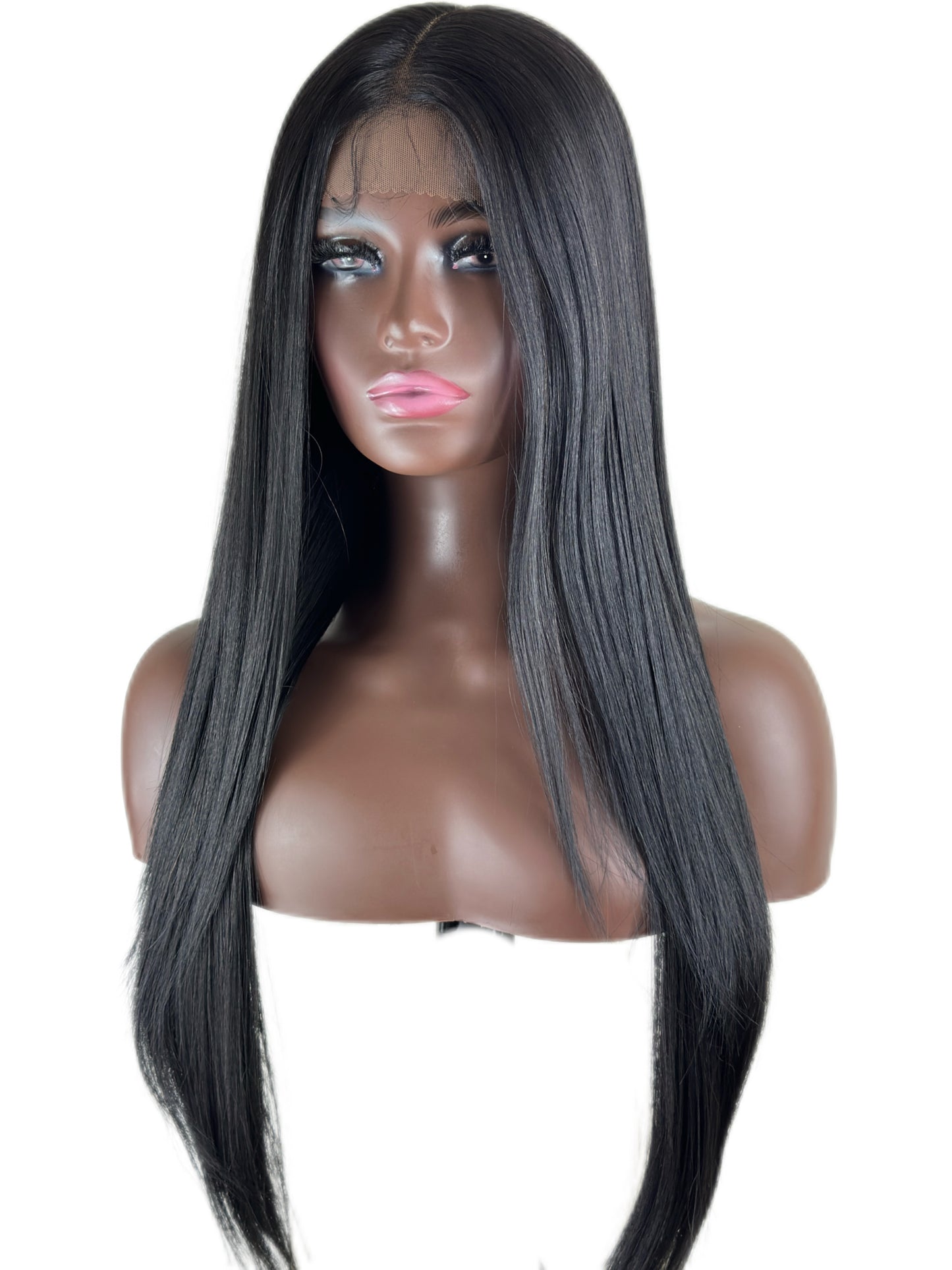 Bone straight Black 13 x4 T Part Lace Synthetic wig