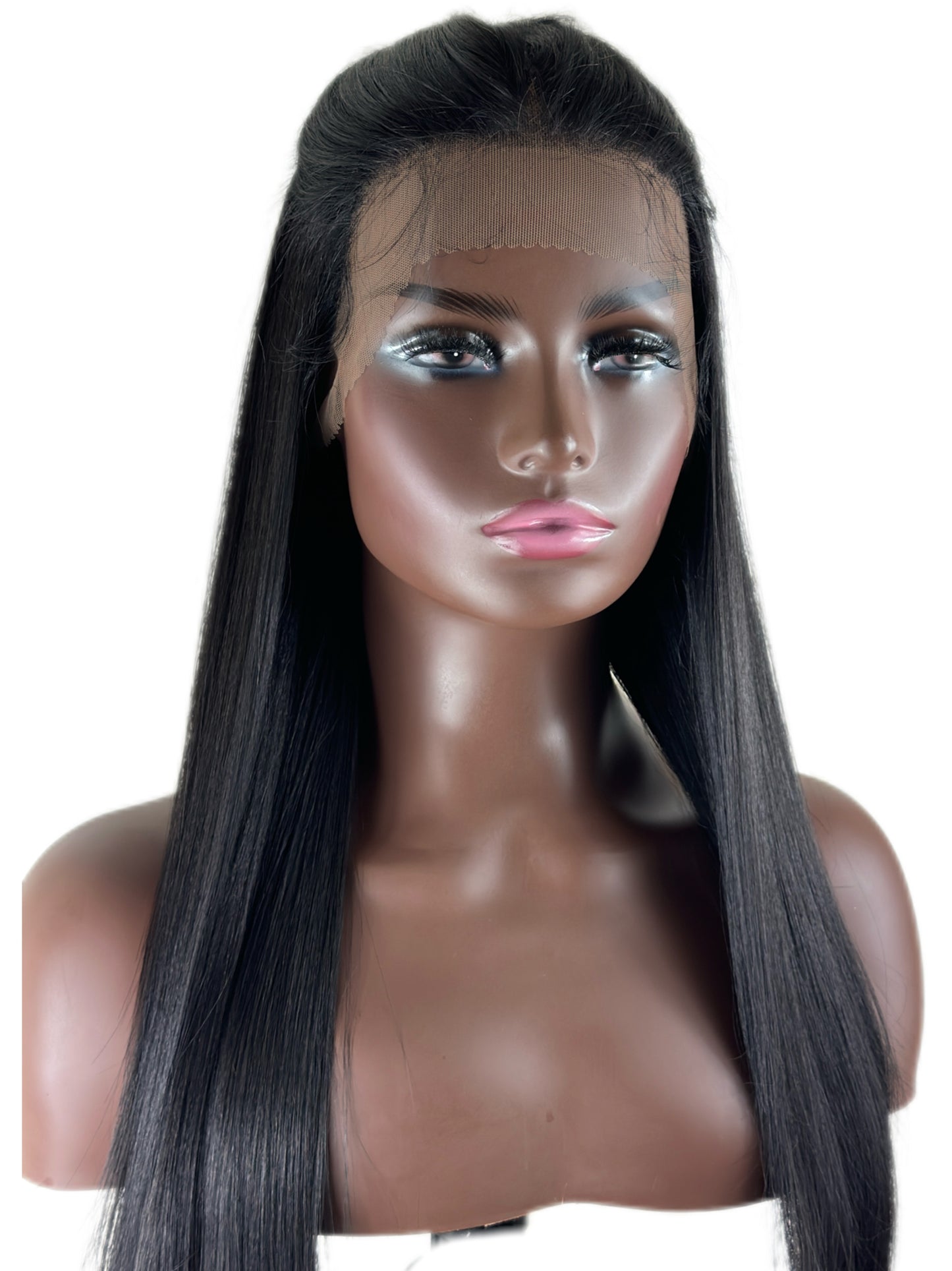 Bone straight Black 13 x4 T Part Lace Synthetic wig