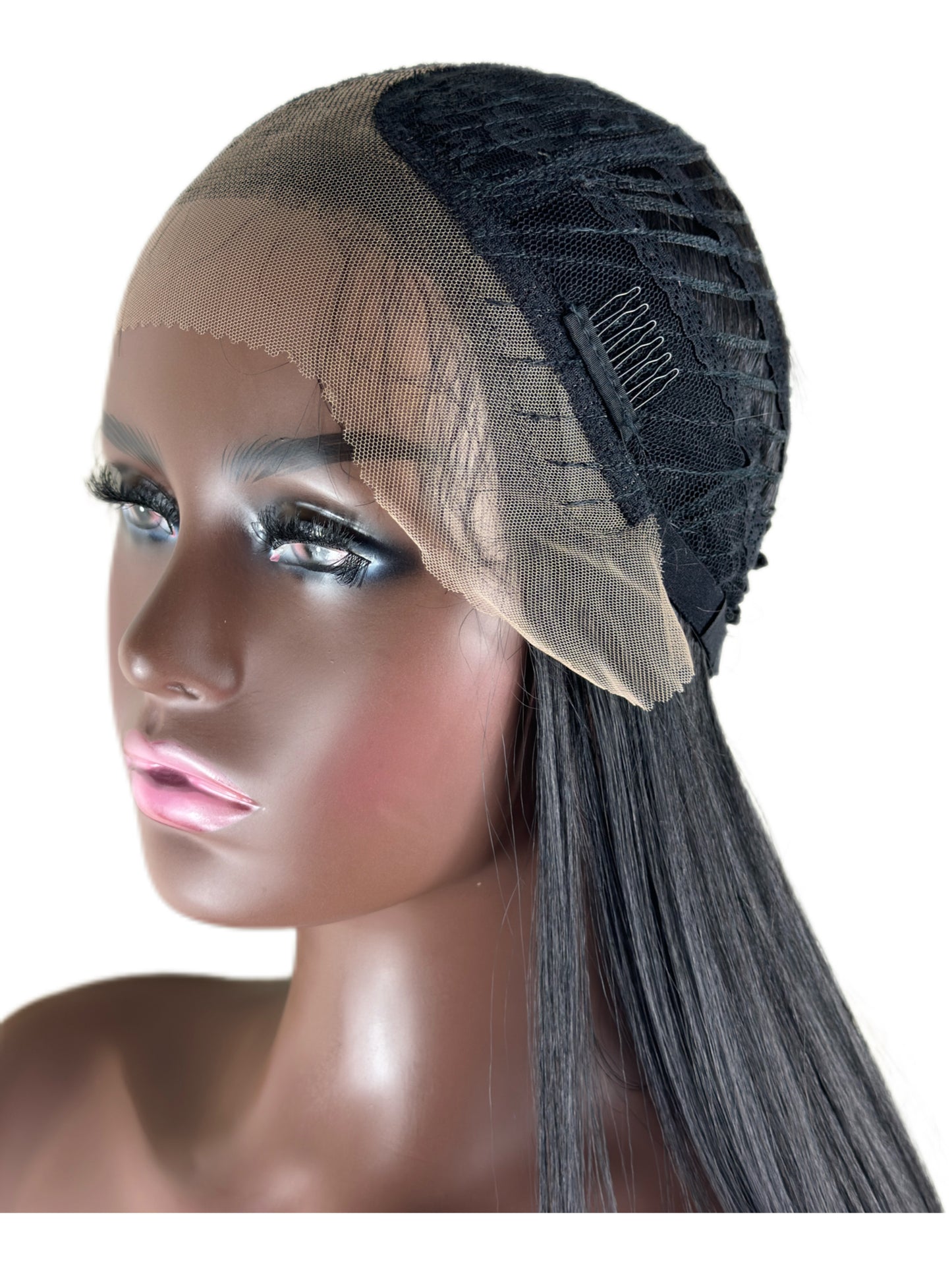 Bone straight Black 13 x4 T Part Lace Synthetic wig