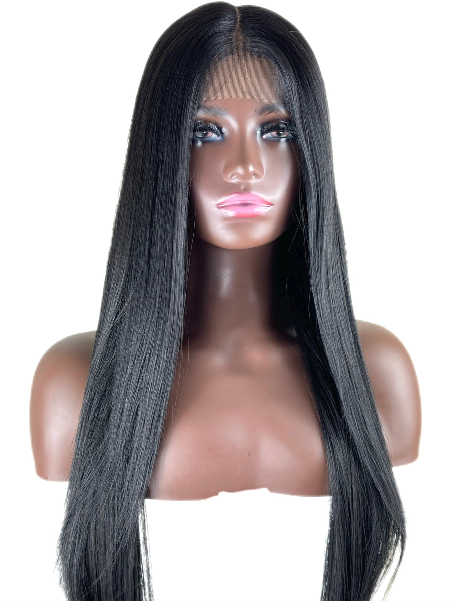 Bone straight Black 13 x4 T Part Lace Synthetic wig