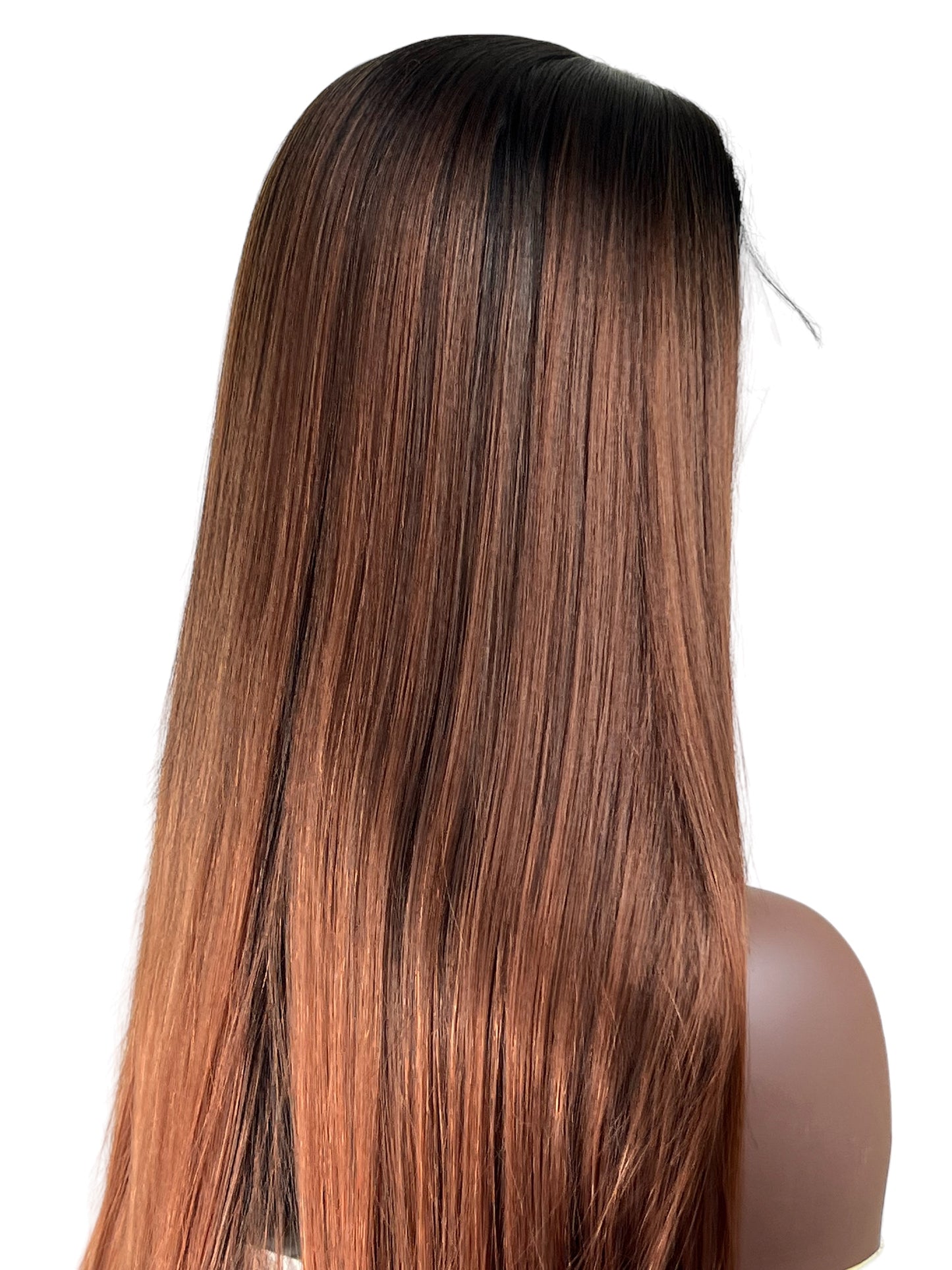 Bone straight Ombre Brown 13 x4 Lace Synthetic wig