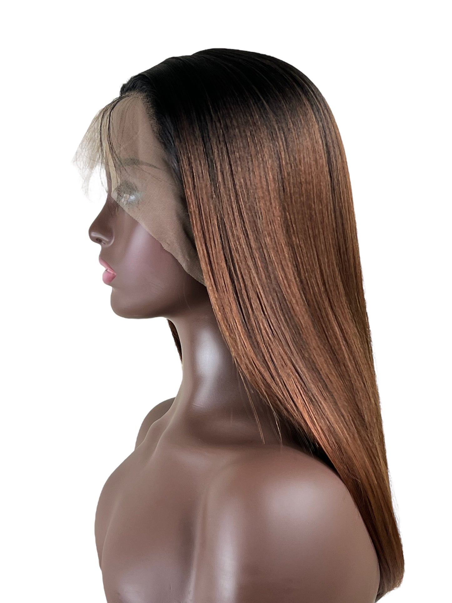 Bone straight Ombre Brown 13 x4 Lace Synthetic wig