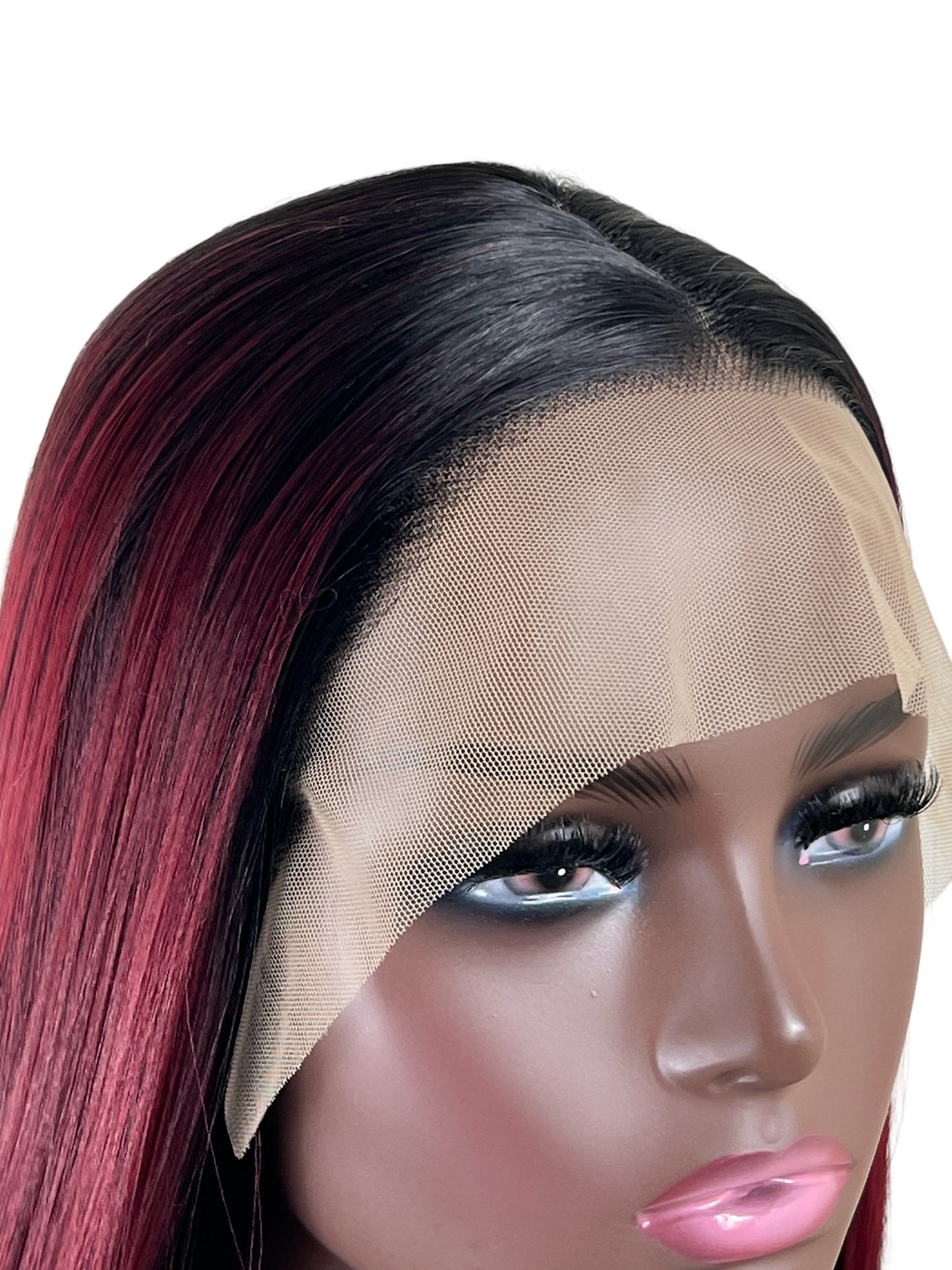 Bone straight Ombre Red 13 x4 Lace Synthetic wig