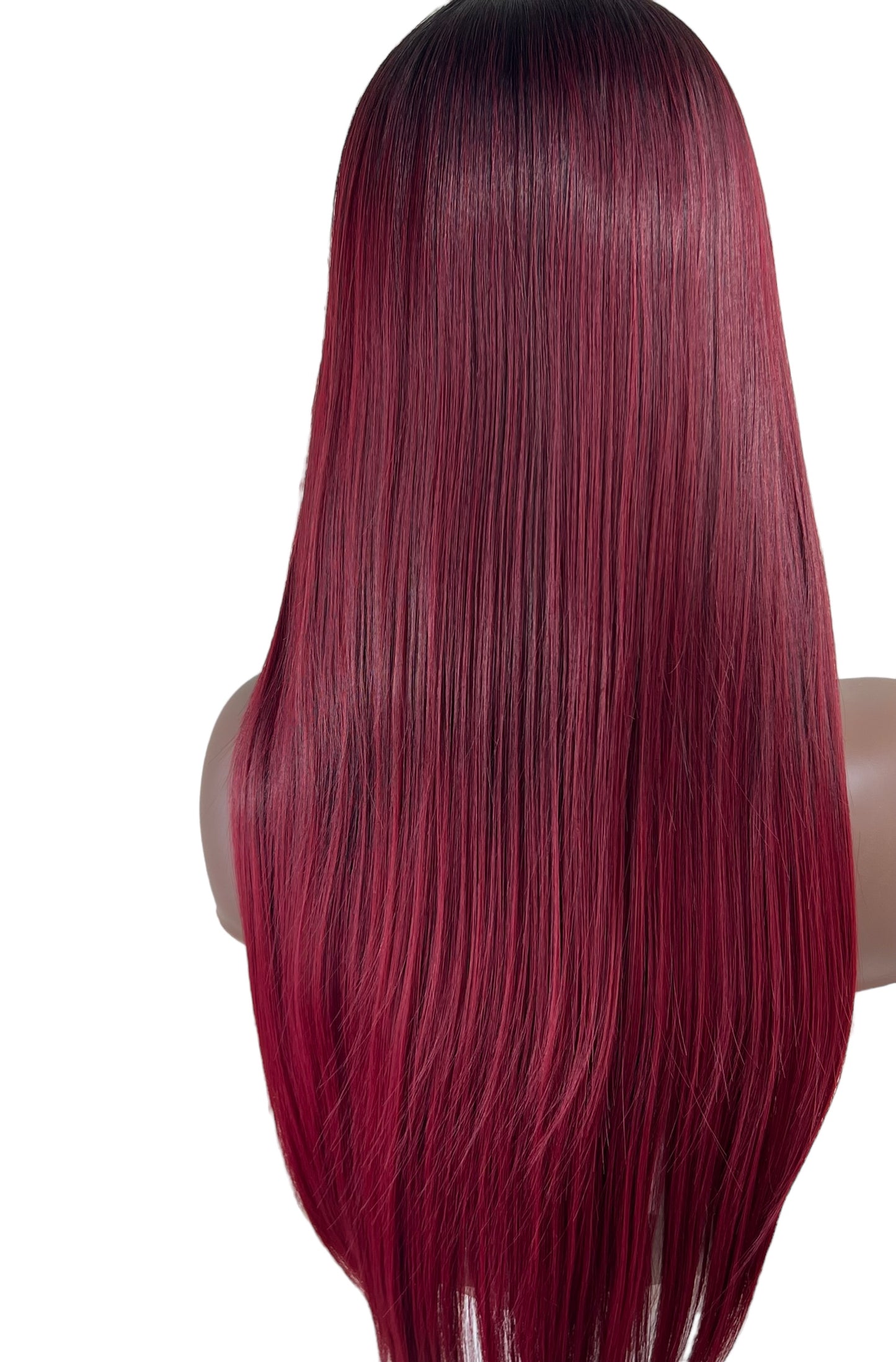 Bone straight Ombre Red 13 x4 Lace Synthetic wig