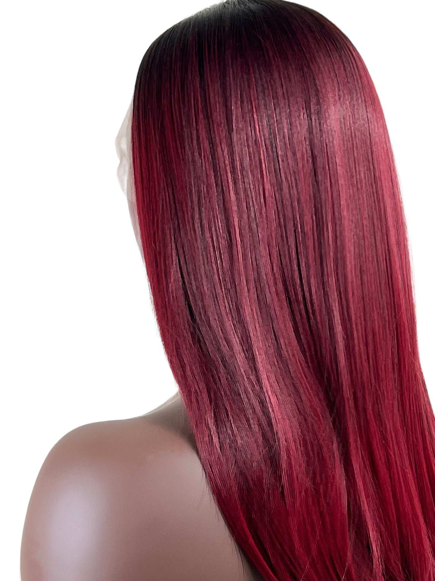 Bone straight Ombre Red 13 x4 Lace Synthetic wig