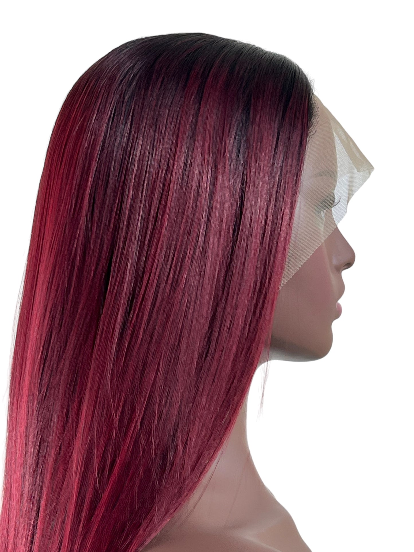 Bone straight Ombre Red 13 x4 Lace Synthetic wig