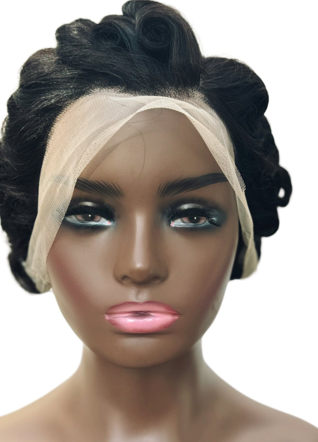 Pixie Cut short Curls lace front wig- Black